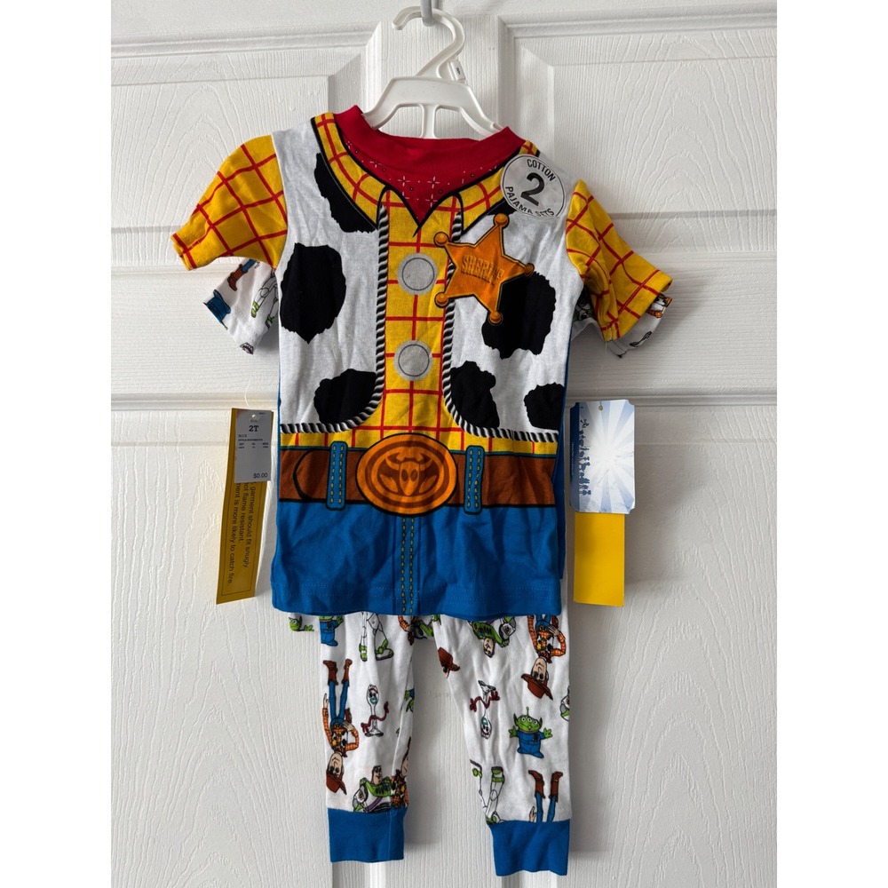 Disney Toy Story Woody Buzz Lightyear 4 Piece Cotton Pajama Set Kids 2T New